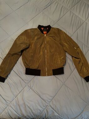 Love Tree Olive Jacket with Orange Lining and Black Collar